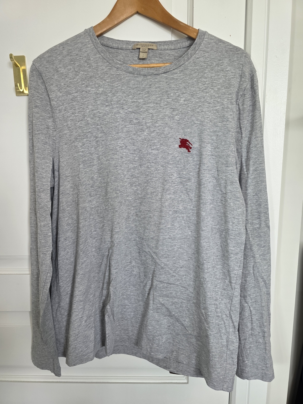 Burberry Grey Long-Sleeve with Red Emblem